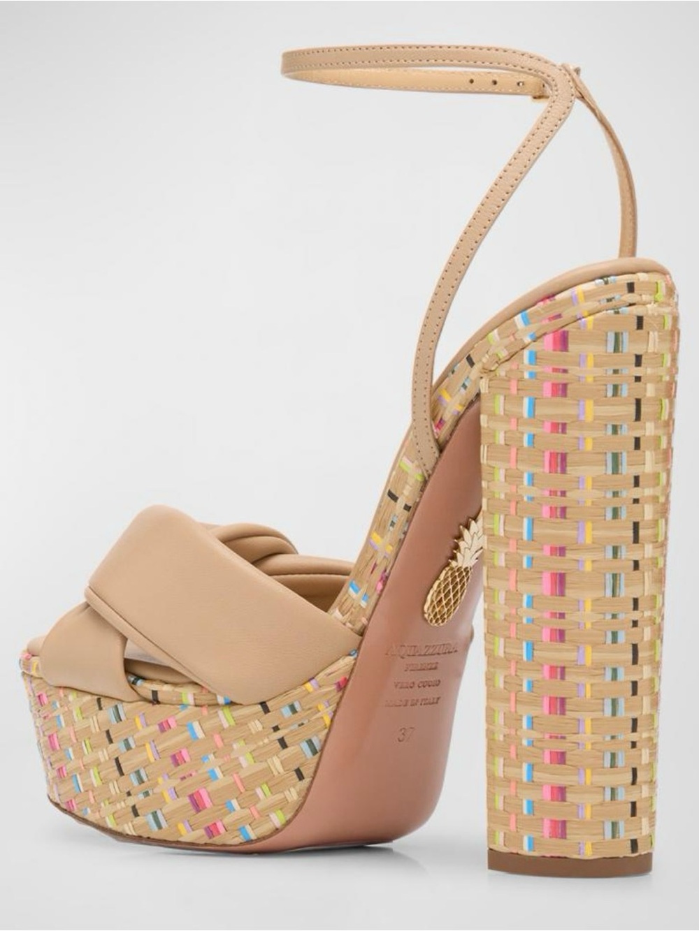 AQUAZZURA Olie Twisted Leather Platform Sandal - Picture 4 of 9